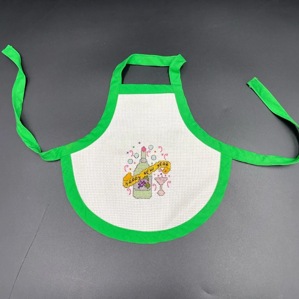 Handmade cross stitch happy new year ! Build a bear Apron